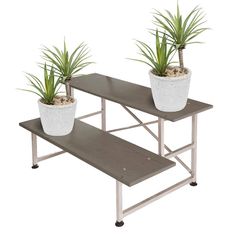 Stufenverkaufstisch mit 2 Ebenen aus Holz, Größe: 1625 x 620 x H 575 mm