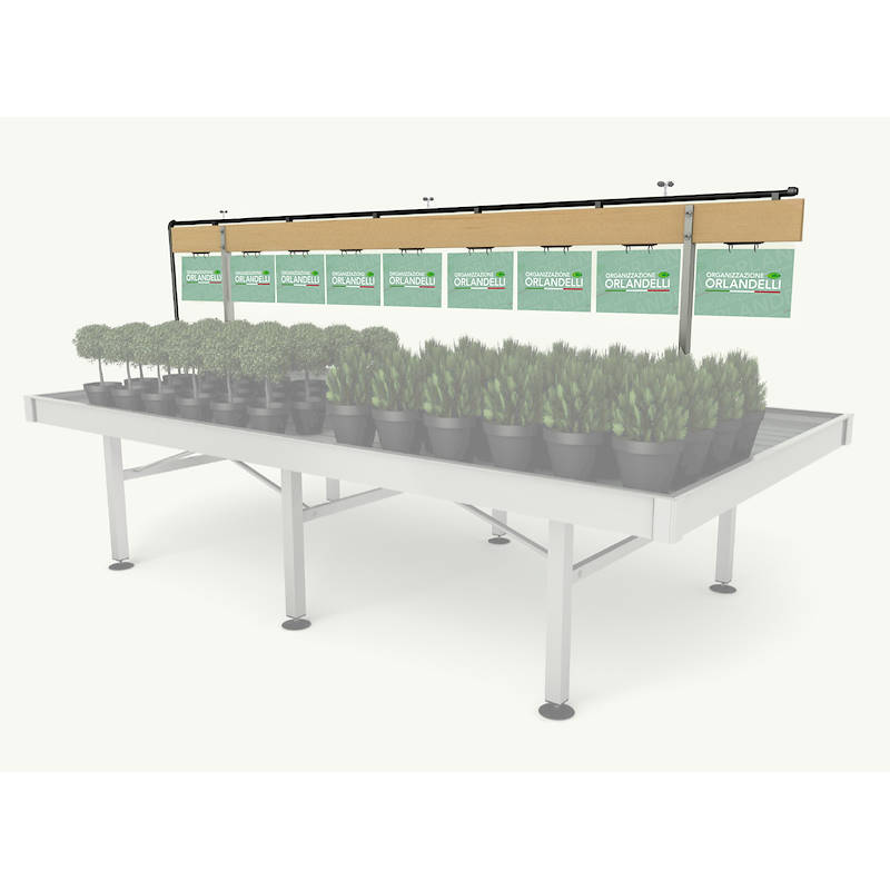 Holzplatten mit höhenverstellbaren Gestell für Verkaufstisch, Größe: Länge 3030 mm, Set für die Pflanzenbewässerung: MIT Set für die Pflanzenbewässerung