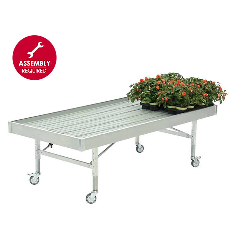 Ready-to-assemble fixed water tables in aluminum on wheels, Size: 48.22" x 99.60", Box: 10 units