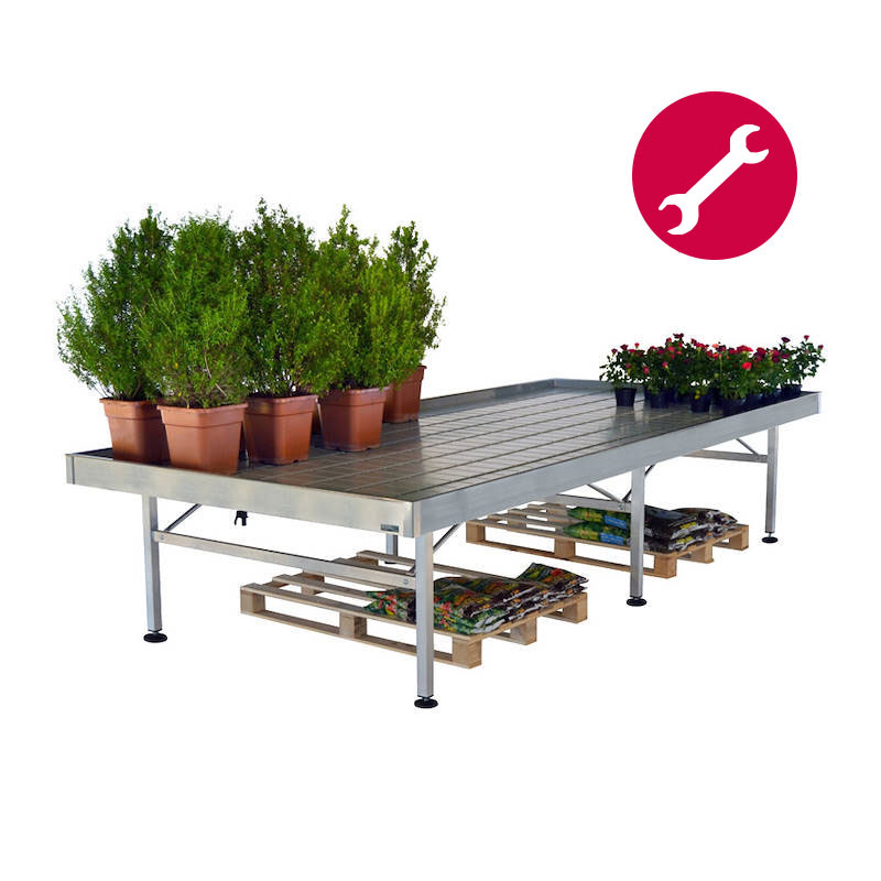 Feste Verkaufstische aus Aluminium zum Zusammenbauen, Größe: 1625 x 3030 mm, Packung: 20 Stücke - h. 750 mm