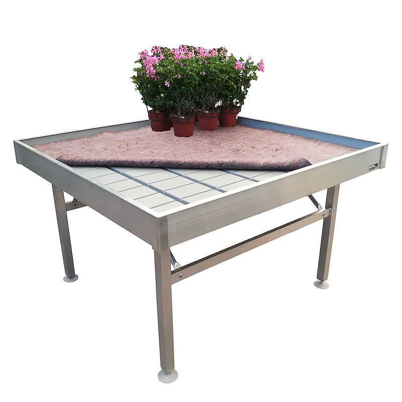 geschweißte Aluminium-Verkaufstisch, Größe: 1200 x 1200 mm, Höhe: h 550 mm, Packung: 16 Stück