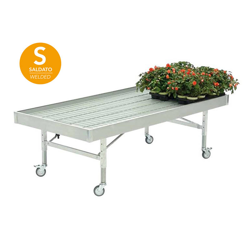 geschweißte Aluminium-Verkaufstisch auf Rädern, Größe: 1025 x 2055 mm, Packung: 6 stücke