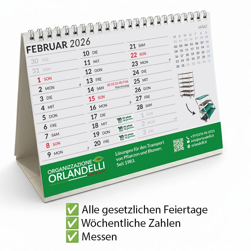 Kalender 2026 für die Pflanzen- und Blumenbranche