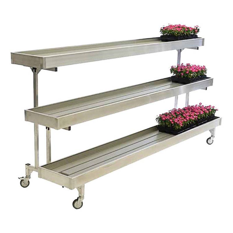 Mesa en aluminio con 3 estantes, Dimensión: L 2525 P 820 H 1420 mm