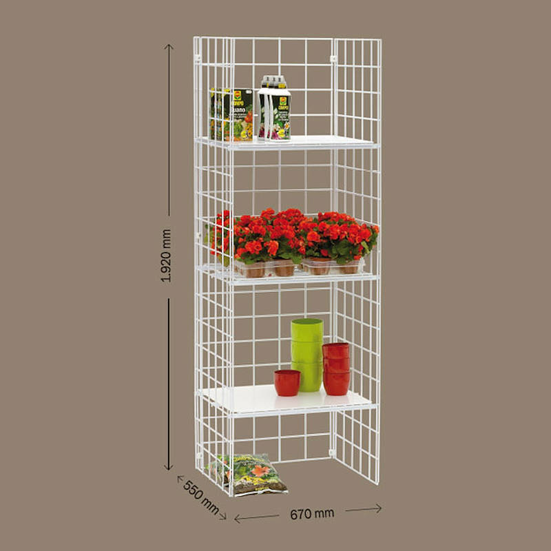 Rayonnage modulaire grillagé avec 3 étagères