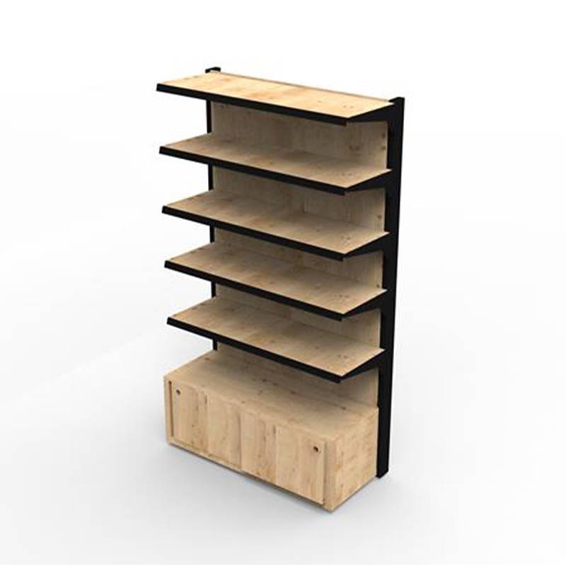 Regal mit Naturholzboxen und schwarz lackiertem Eisenprofil, Größe: 120 x 60 cm, Höhe: h 220 cm, Packung: 6 Module