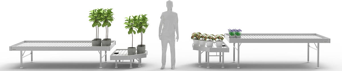 Cabecera en aluminio para mesas para plantas y flores
