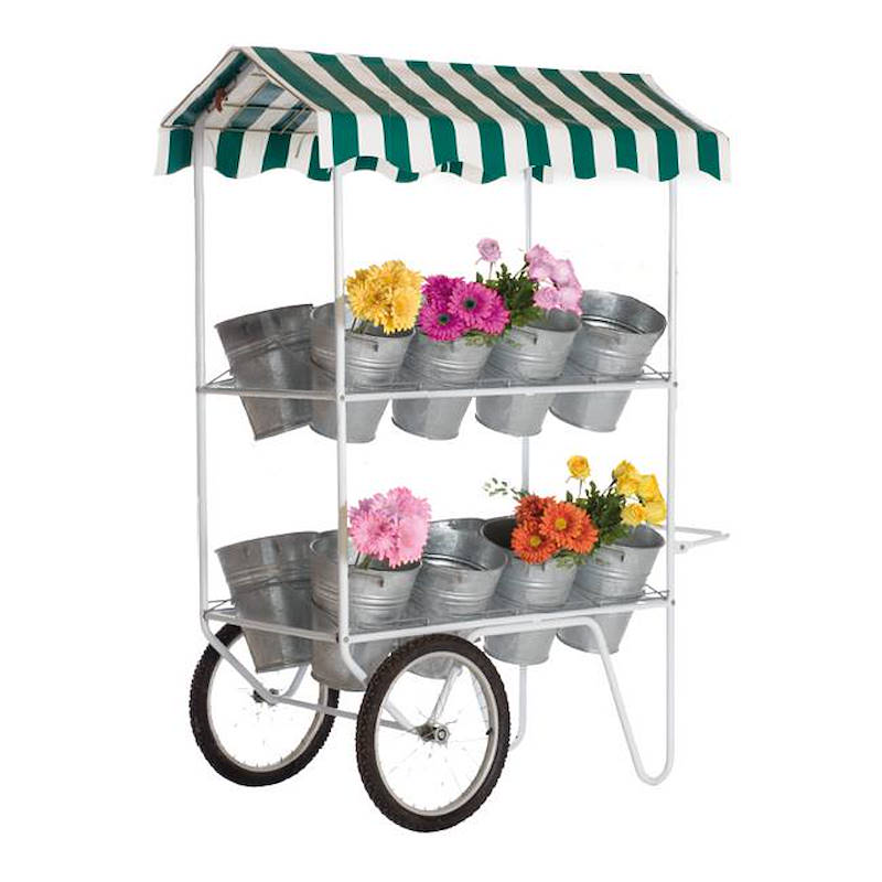 Ausstellungs-Verkaufswagen mit Blumenvasen 