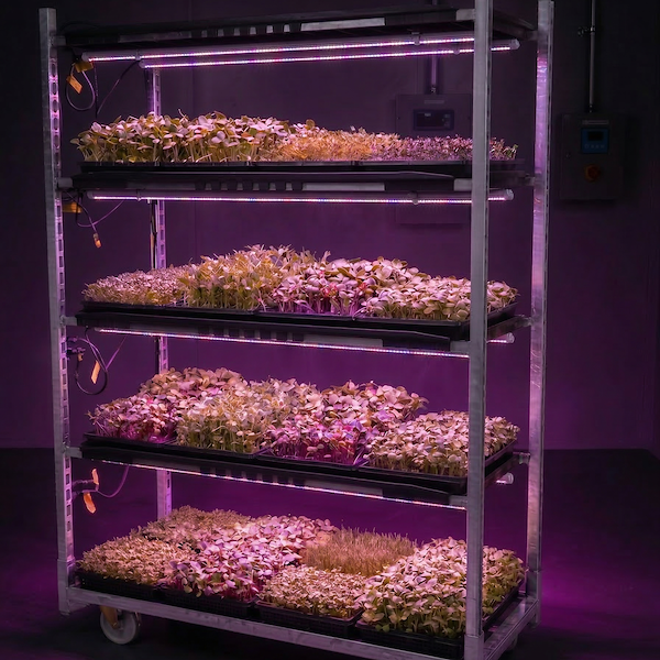 Gitterwagen 1350 mit TUBE EXTRA PAR LED-Pflanzenleuchten