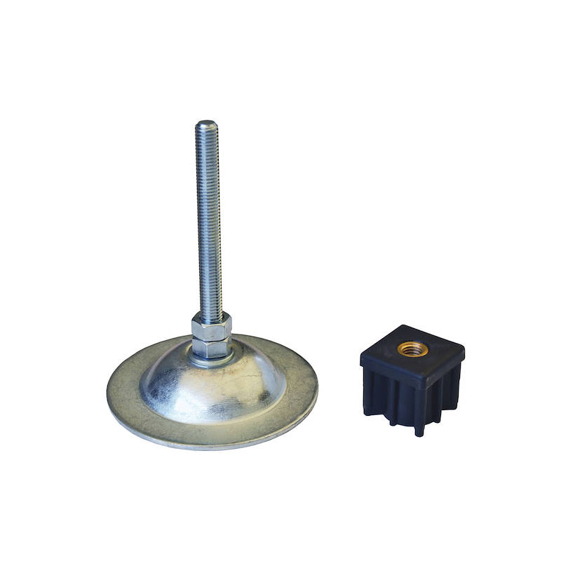 Adjustable steel foot for benches