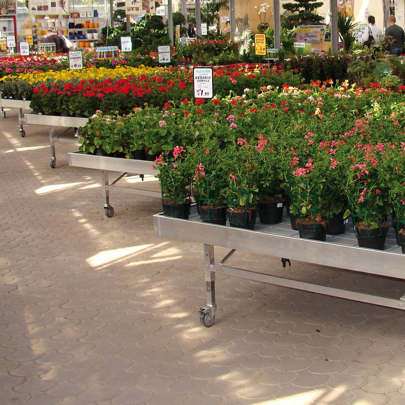 geschweißte Aluminium-Verkaufstisch auf Rädern