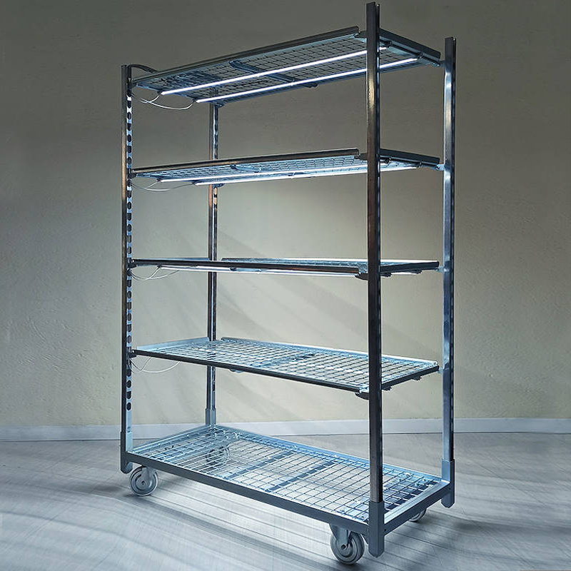 Wire-mesh trolley with LED lights kit for GERMINATION AND GRAFTING