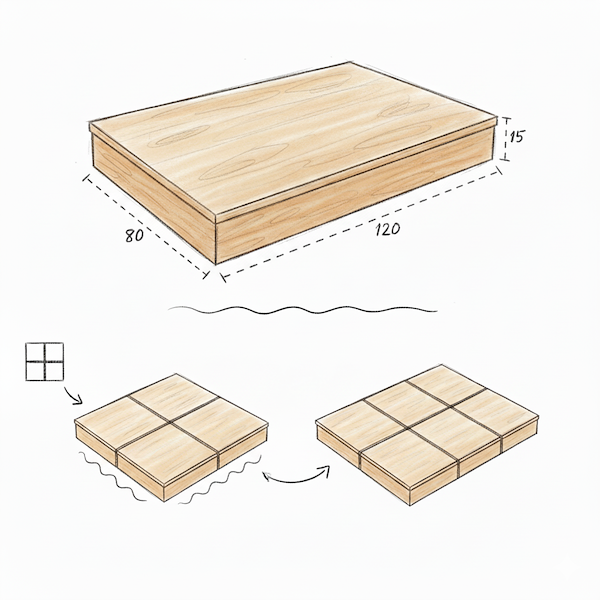 Pedana espositiva in legno naturale
