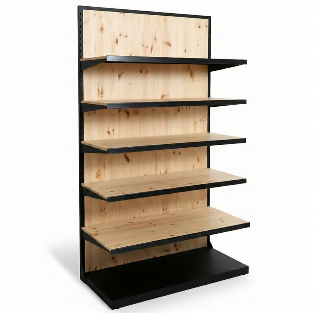 Wood shelving with mobile shelves